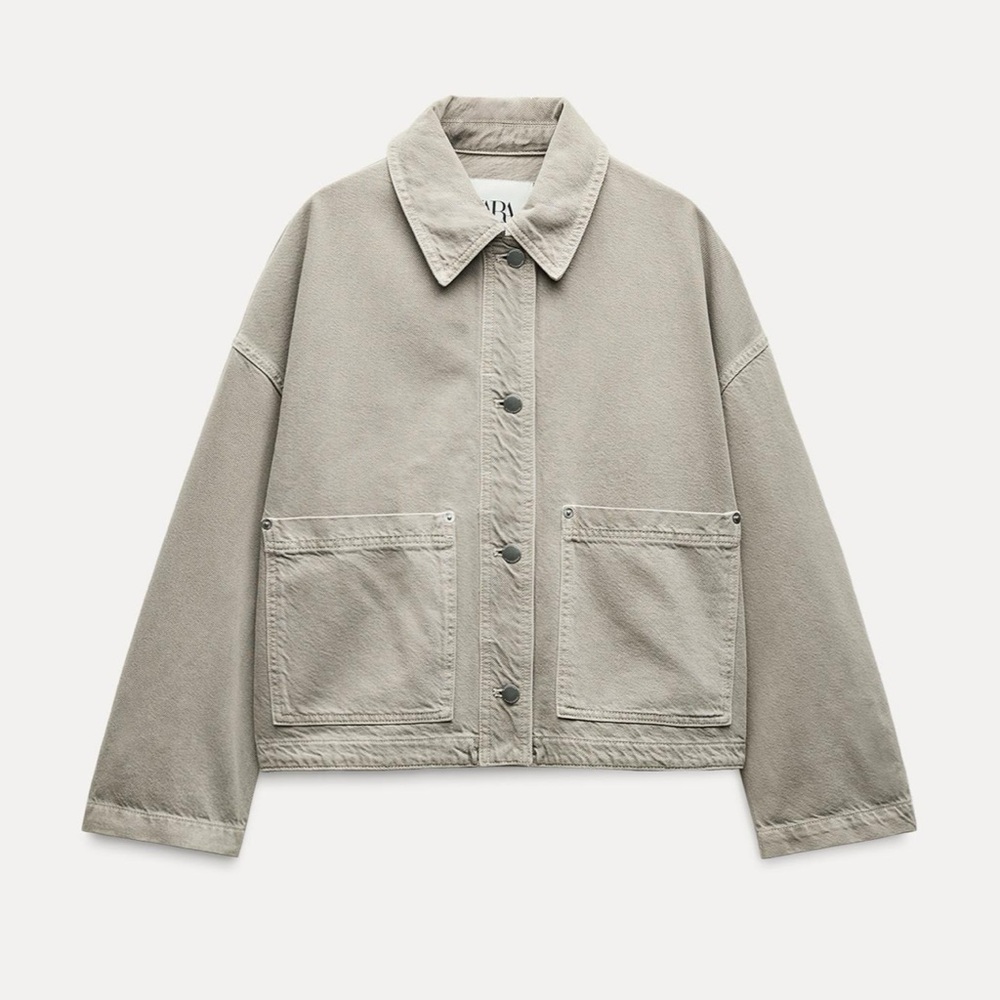 Zara denim jacket tan color